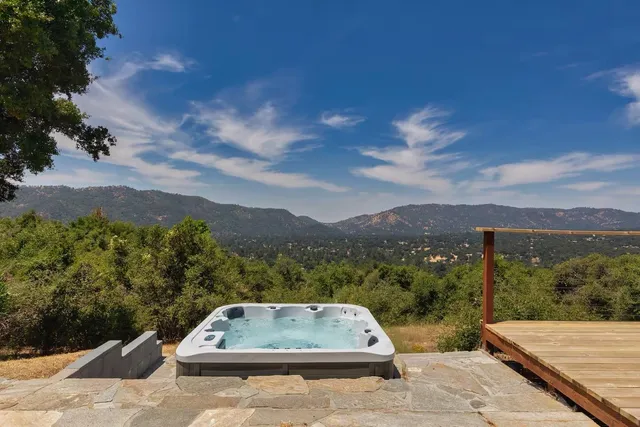 a view of a terrace with a yard