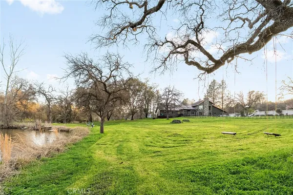 a view of outdoor space with deck and trees