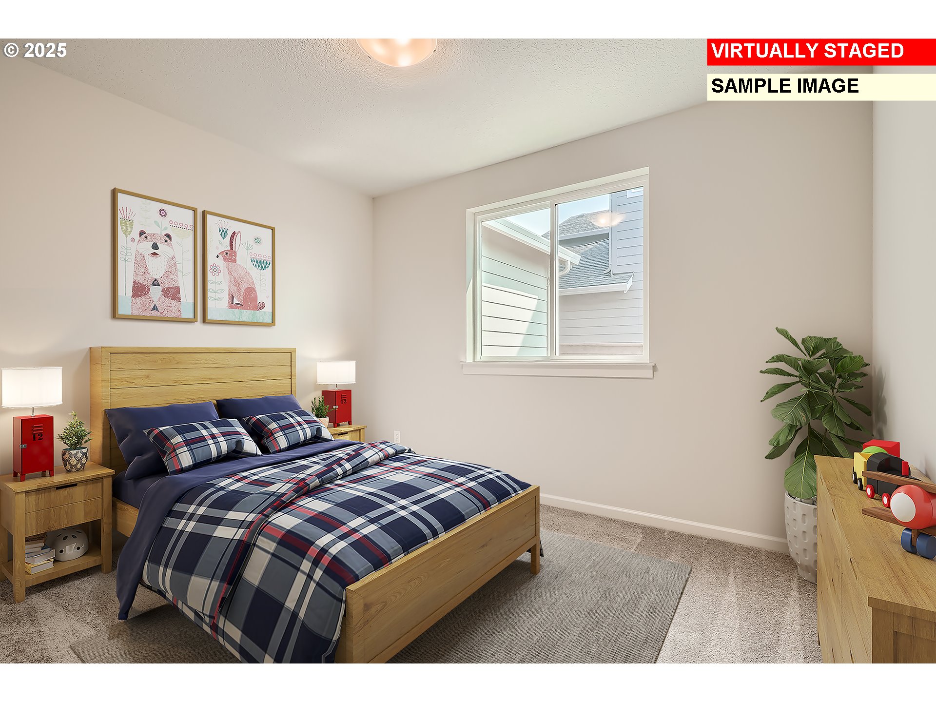 12177 Southwest Champlin Lane Beaverton, OR 97007 - Photo 19 of 22 a bedroom with a bed window and a potted plant