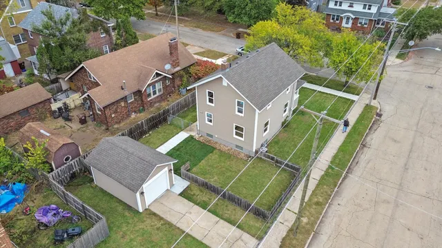 an aerial view of a house