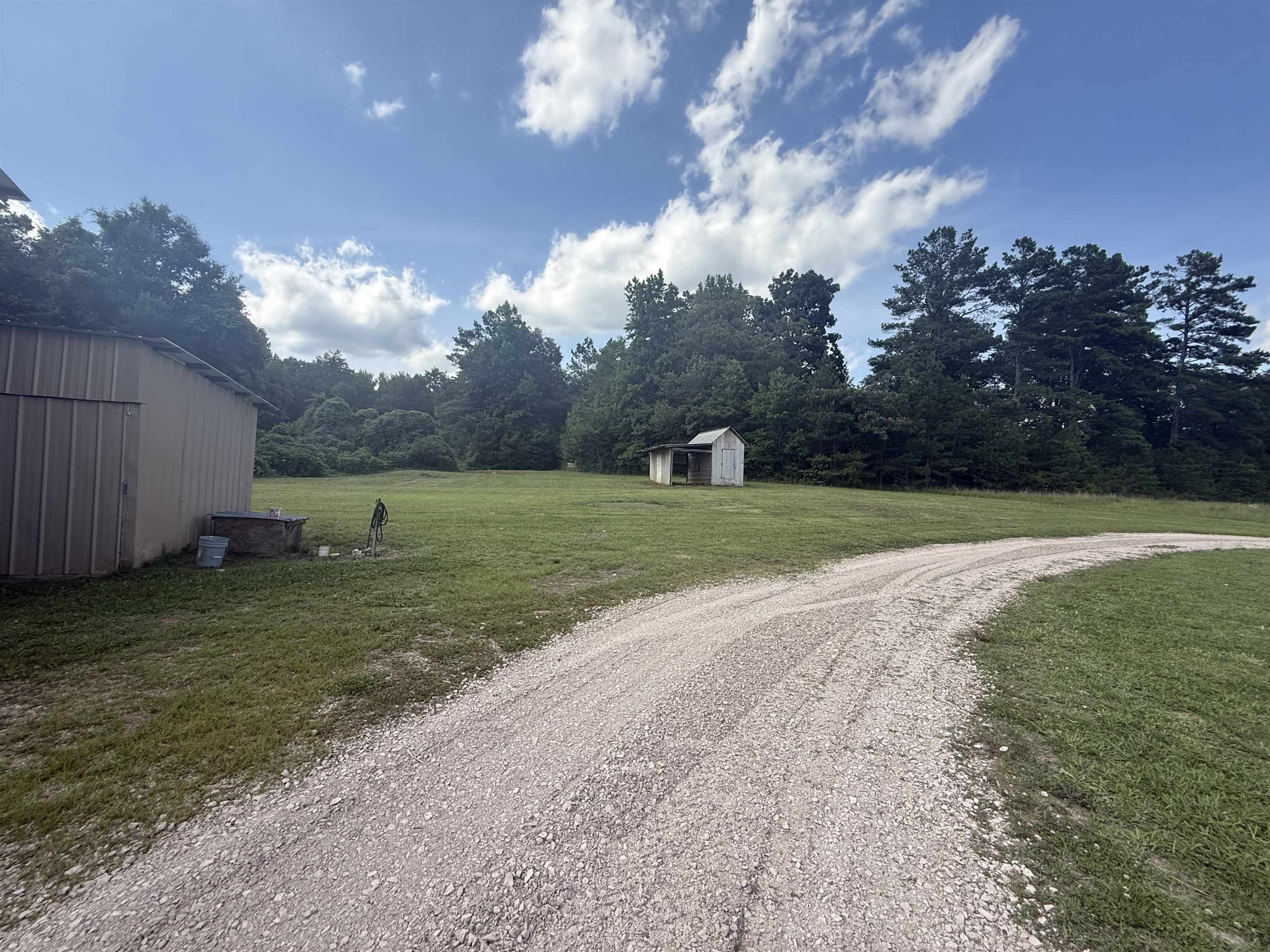 170 Leapwood Road Enville, TN 38332 - Photo 30 of 33 Expansive grassy area featuring a gravel driveway and a metal-sided utility building