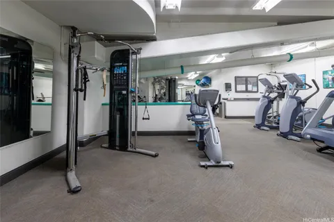 a view of a room with gym equipment