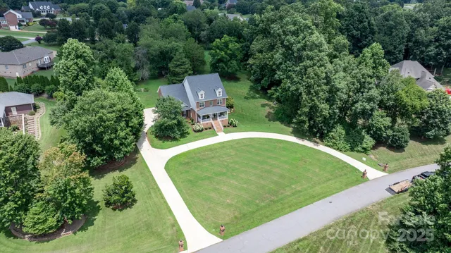 an aerial view of a house