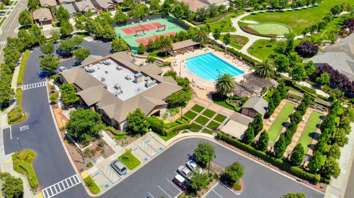 7409 Rothschild Court Elk Grove, CA 95757 - Photo 61 of 62 an aerial view of a house with a yard and potted plants