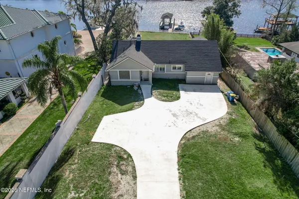 an aerial view of a house