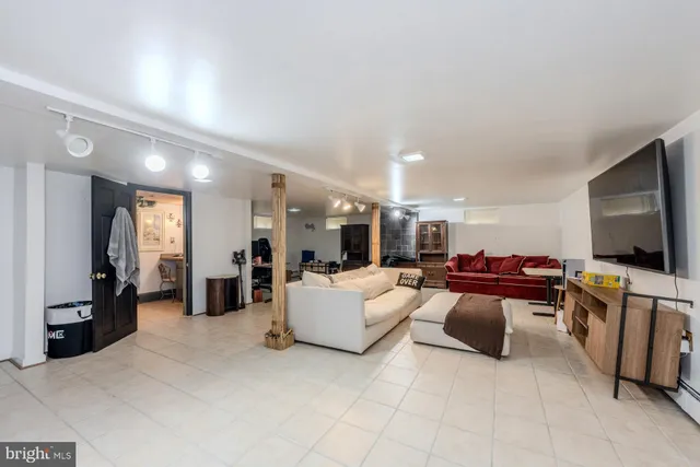 a view of a yard with large trees