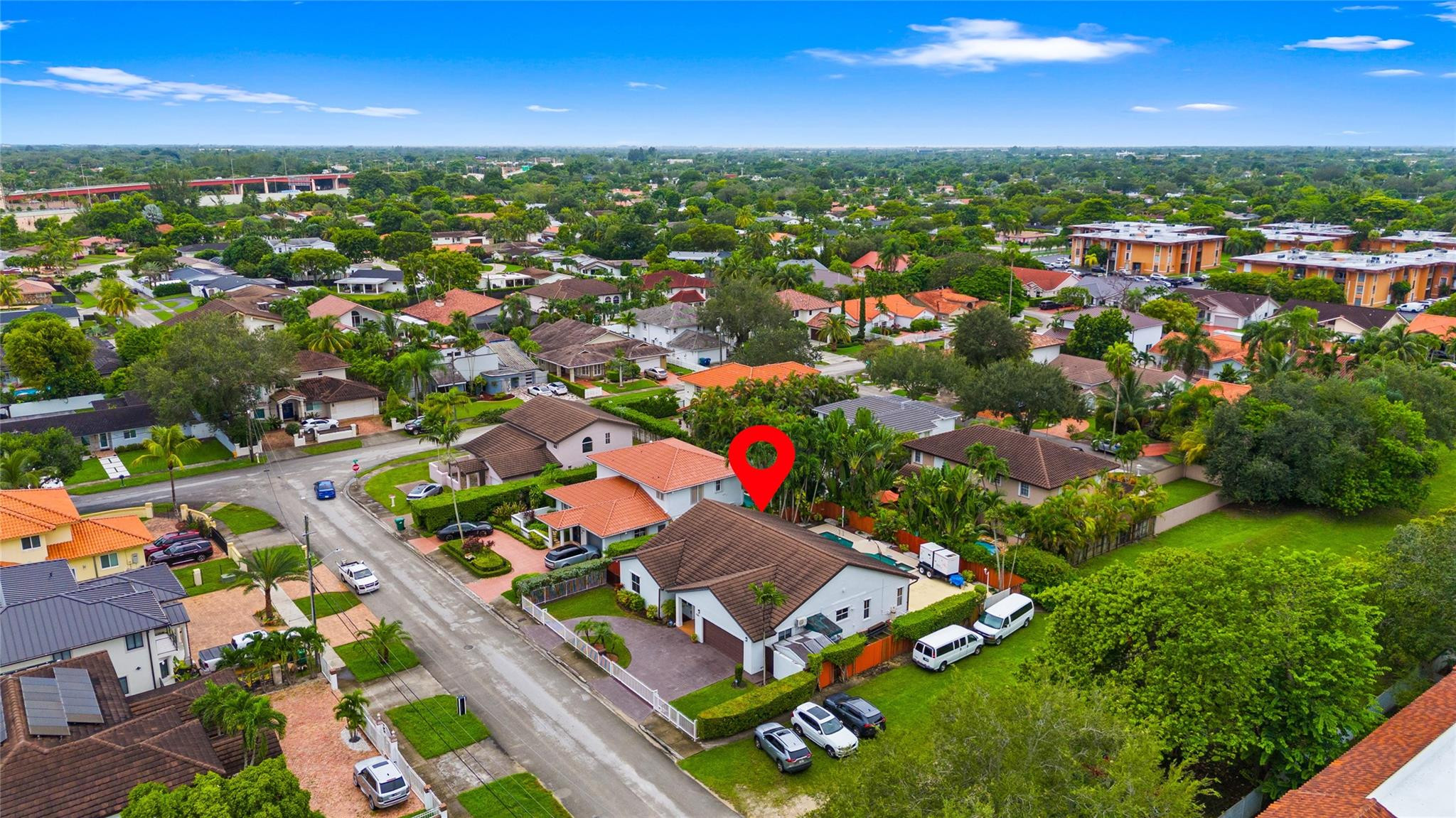 7440 Southwest 93rd Avenue Miami, FL 33173 - Photo 5 of 50 an aerial view of residential houses with outdoor space and trees