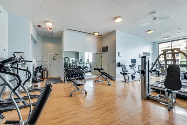 a view of a room with gym equipment