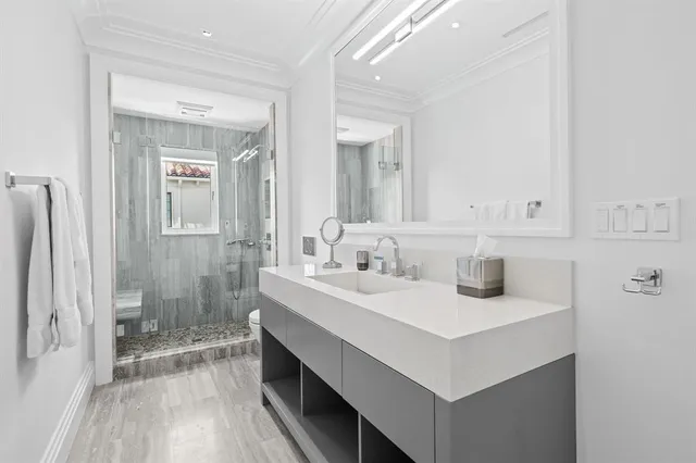 a bathroom with a shower