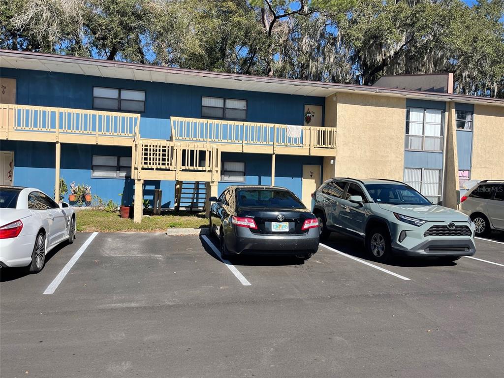 a car parked in front of a house