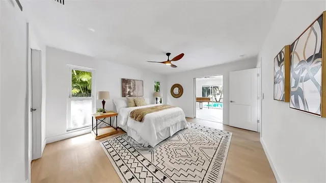 a kitchen with stainless steel appliances a counter space cabinets and a refrigerator