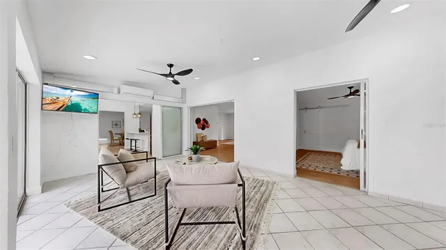 a view of a lake with a city