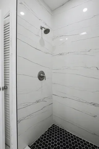 a bathroom with a shower
