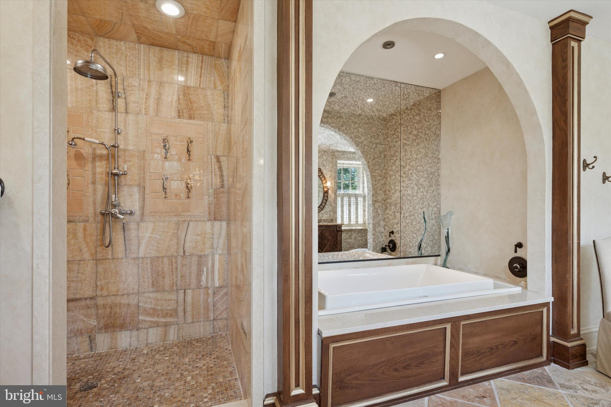 281 Winding Way Merion Station, PA 19066 - Photo 24 of 52 a bathroom with a granite countertop sink a shower and a mirror