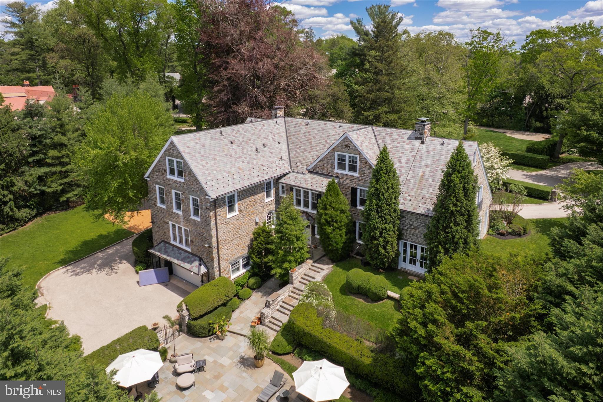 281 Winding Way Merion Station, PA 19066 - Photo 44 of 52 an aerial view of a house with a yard basket ball court and outdoor seating
