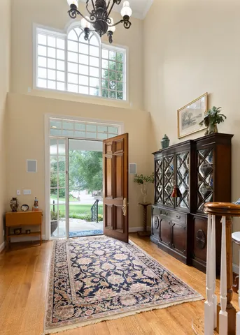 a bedroom with a bed and a fireplace