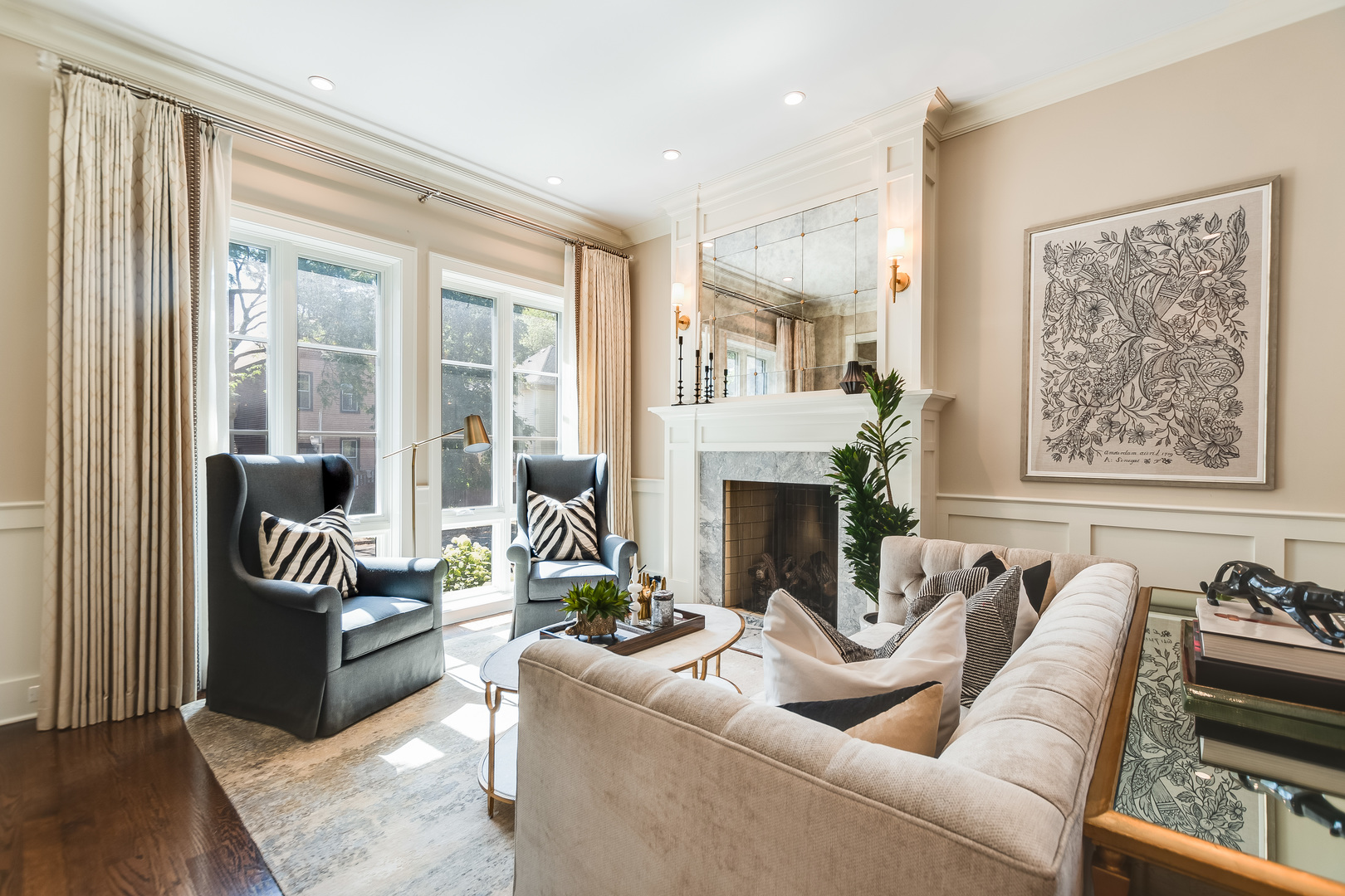 1480 West Grace Street Chicago, IL 60613 - Photo 2 of 41 a living room with furniture fireplace and a large window