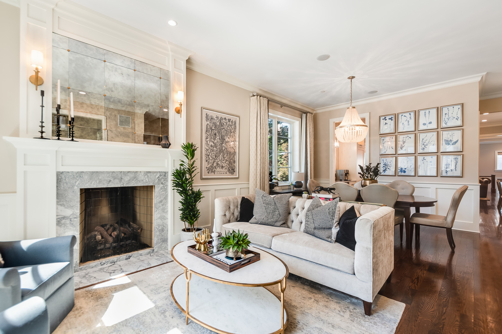 1480 West Grace Street Chicago, IL 60613 - Photo 4 of 41 a living room with furniture potted plant a fireplace and a large window