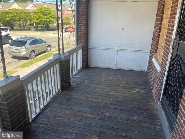 a view of a balcony from door
