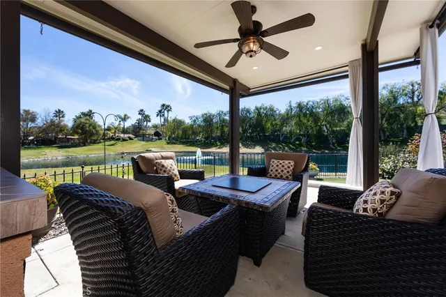 a outdoor living space with furniture and garden view
