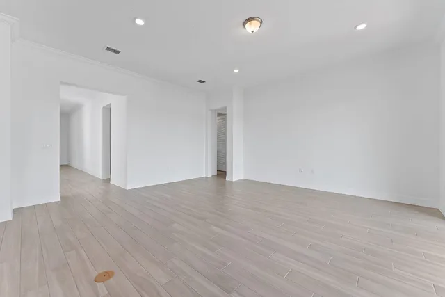 a view of a room with racks on the wall