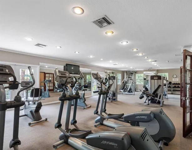 a view of a room with gym equipment