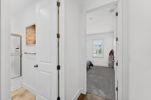 a view of elevator with hallway