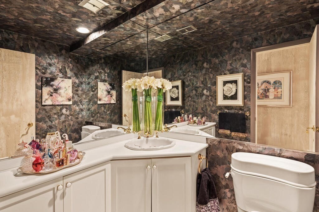 124 Damon Road Needham, MA 02494 - Photo 16 of 42 a bathroom with a toilet sink and mirror