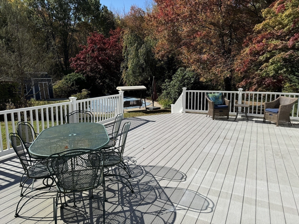 209 Gaffney Road Oakham, MA 01068 - Photo 25 of 42 a view of balcony with wooden floor and outdoor seating