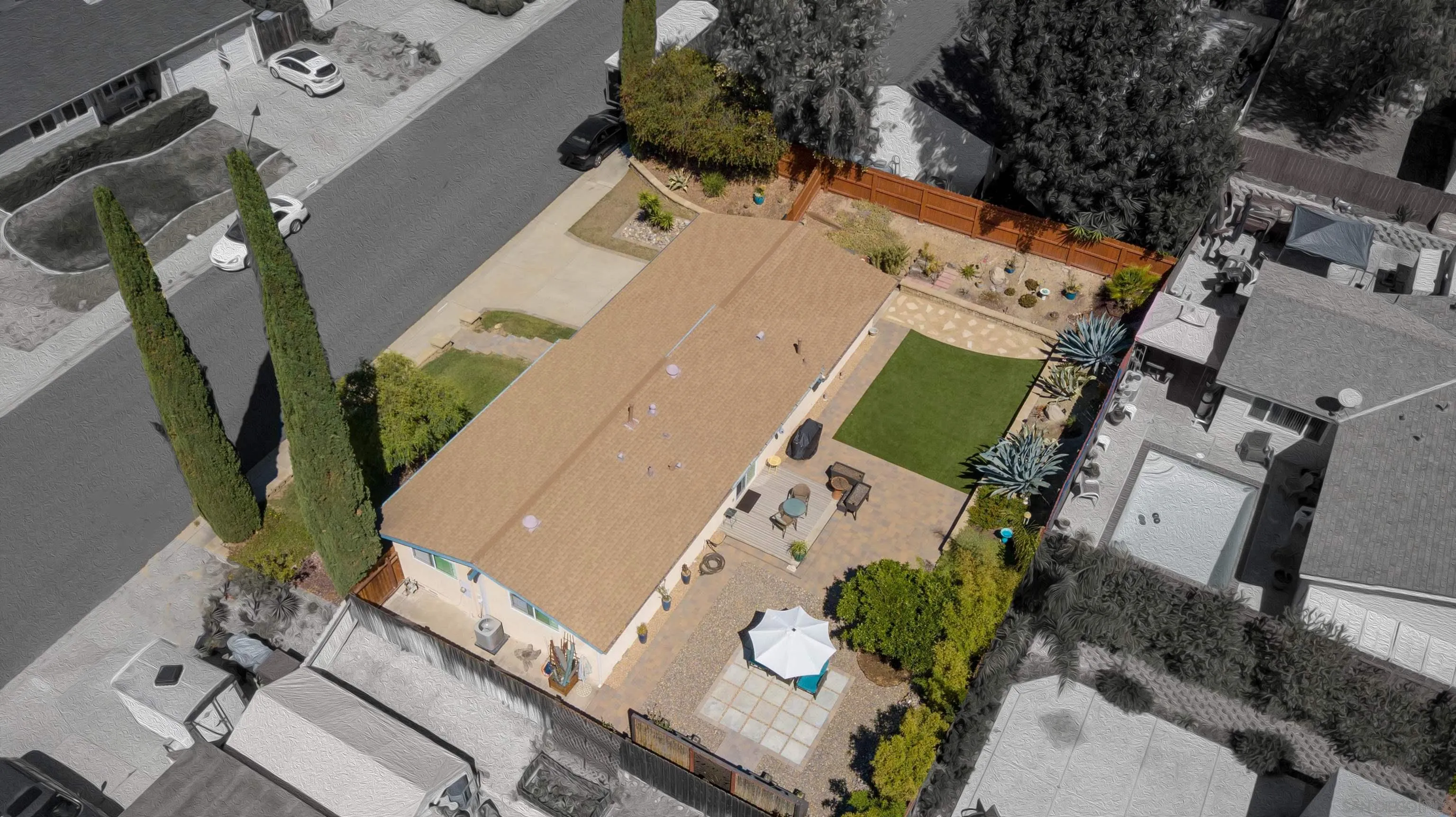 13515 Utopia Road Poway, CA 92064 - Photo 35 of 36 an aerial view of a house with a yard and furniture