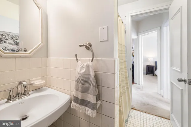 a bathroom with a sink and a shower