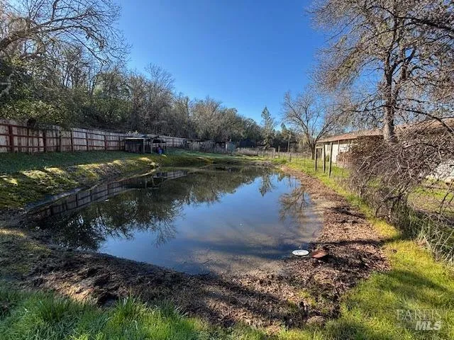 a view of a lake from a yard