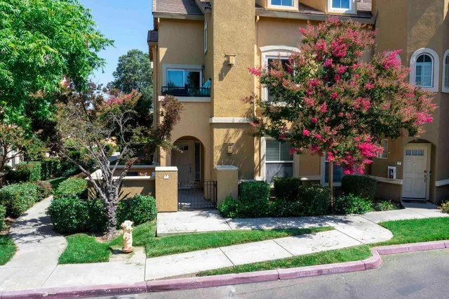a front view of a house with a yard and tree s