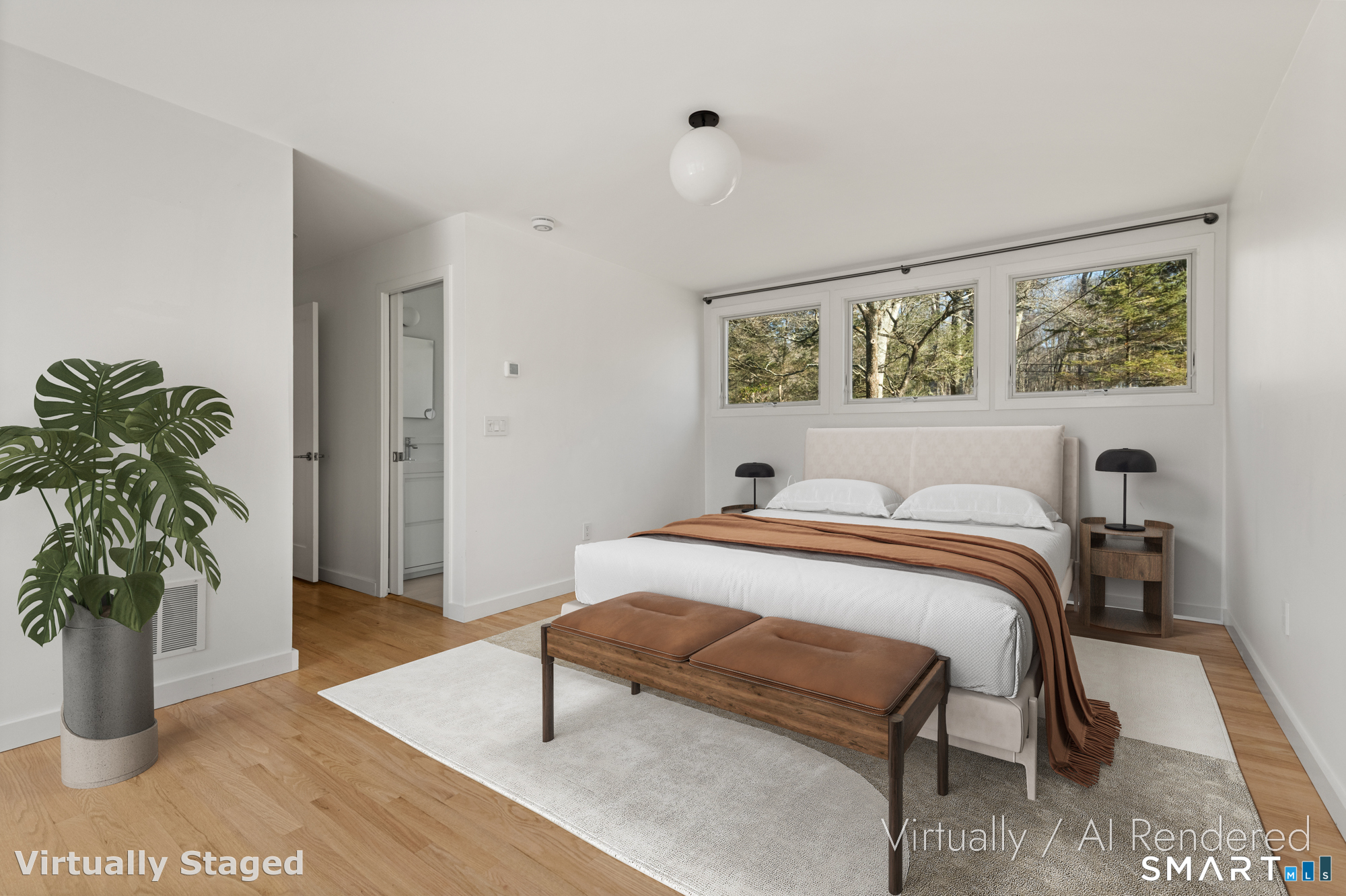 17 Richmond Hill Road Weston, CT 06883 - Photo 13 of 24 a bedroom with a bed and a potted plant