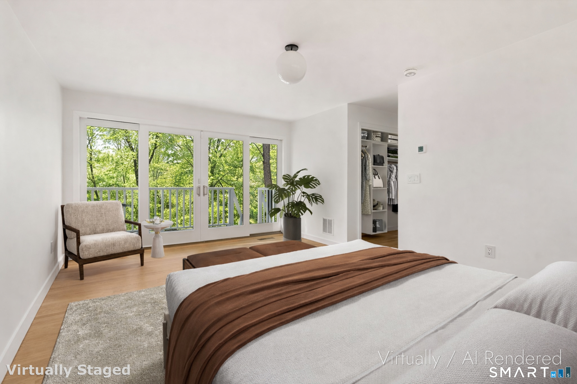 17 Richmond Hill Road Weston, CT 06883 - Photo 14 of 24 a bedroom with a bed and large windows