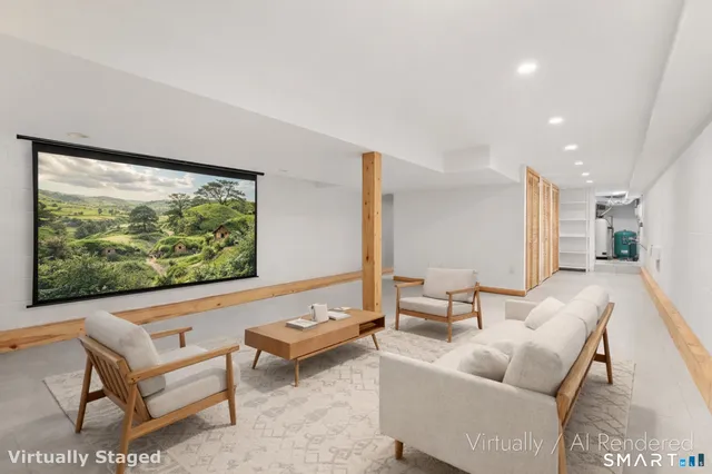 a room with window and storage area