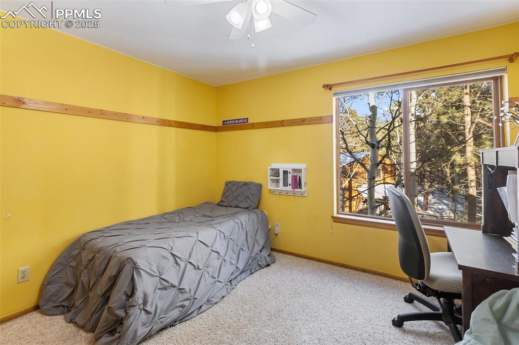 747 Pinon Ridge Drive Woodland Park, CO 80863 - Photo 17 of 32 a bedroom with a bed and a window