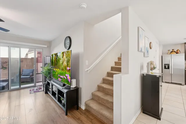 a view of entryway with furniture and a living room