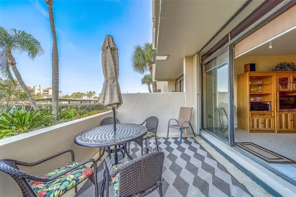 a outdoor view with a sitting space