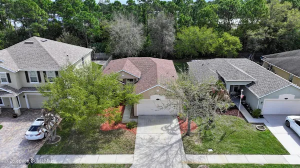 an aerial view of a house