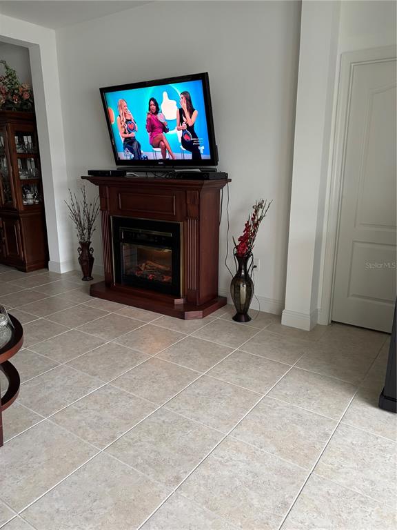 10923 Blue Magnolia Lane Parrish, FL 34219 - Photo 13 of 31 a living room with furniture a fireplace and a flat screen tv