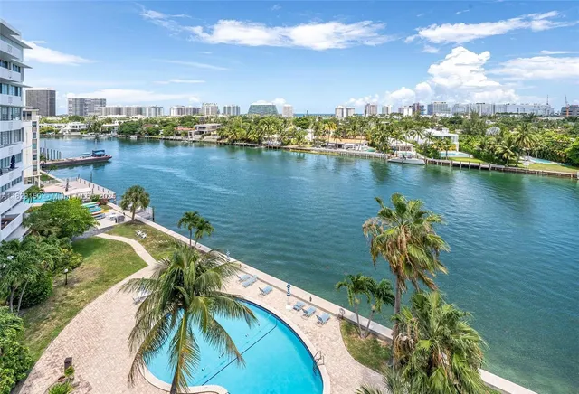 a view of a lake and city