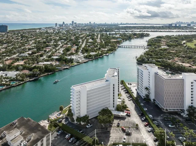 a view of a city and ocean view