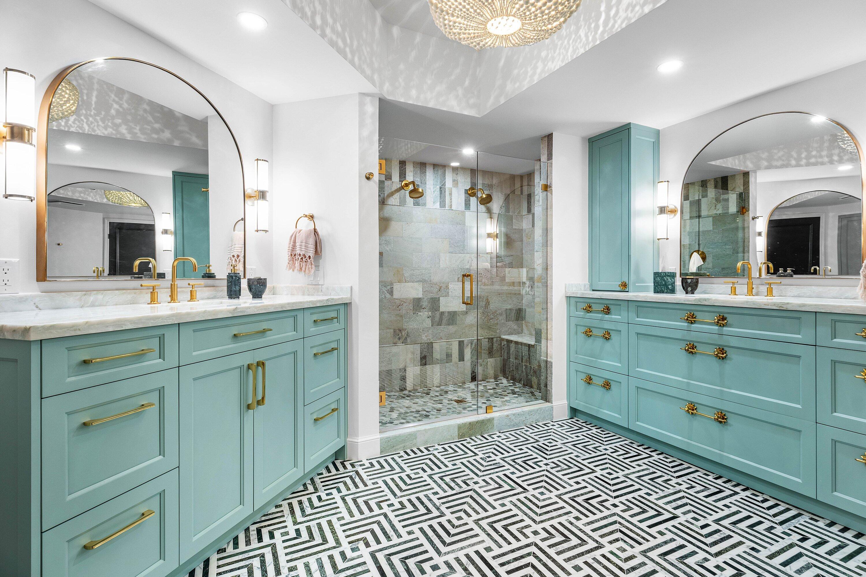 3700 South Ocean Boulevard, Unit 202 Highland Beach, FL 33487 - Photo 6 of 75 a bathroom with a double vanity sink mirror and shower