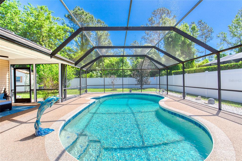 23 Fallon Lane Palm Coast, FL 32137 - Photo 48 of 77 a swimming pool with an outdoor seating yard and outdoor seating