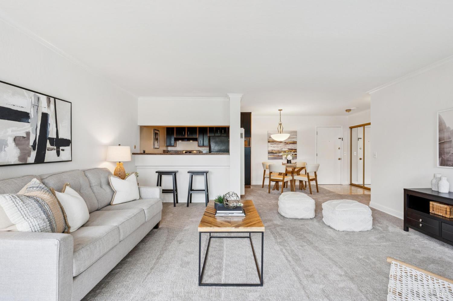367 Eden Roc Drive Sausalito, CA 94965 - Photo 11 of 29 a living room with furniture and wooden floor