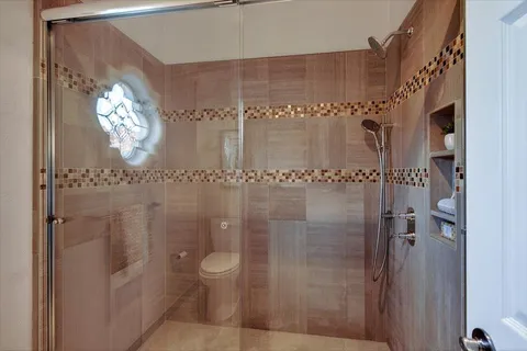 a bathroom with a shower