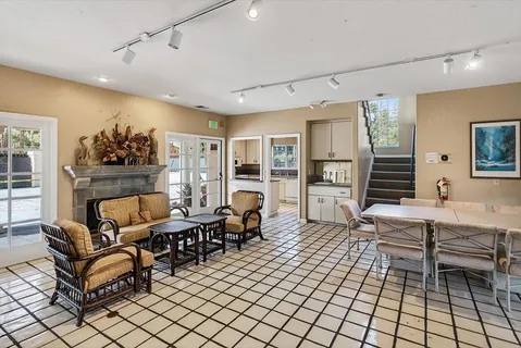 a living room with furniture