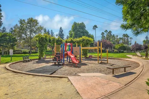 a view of outdoor space with trampoline