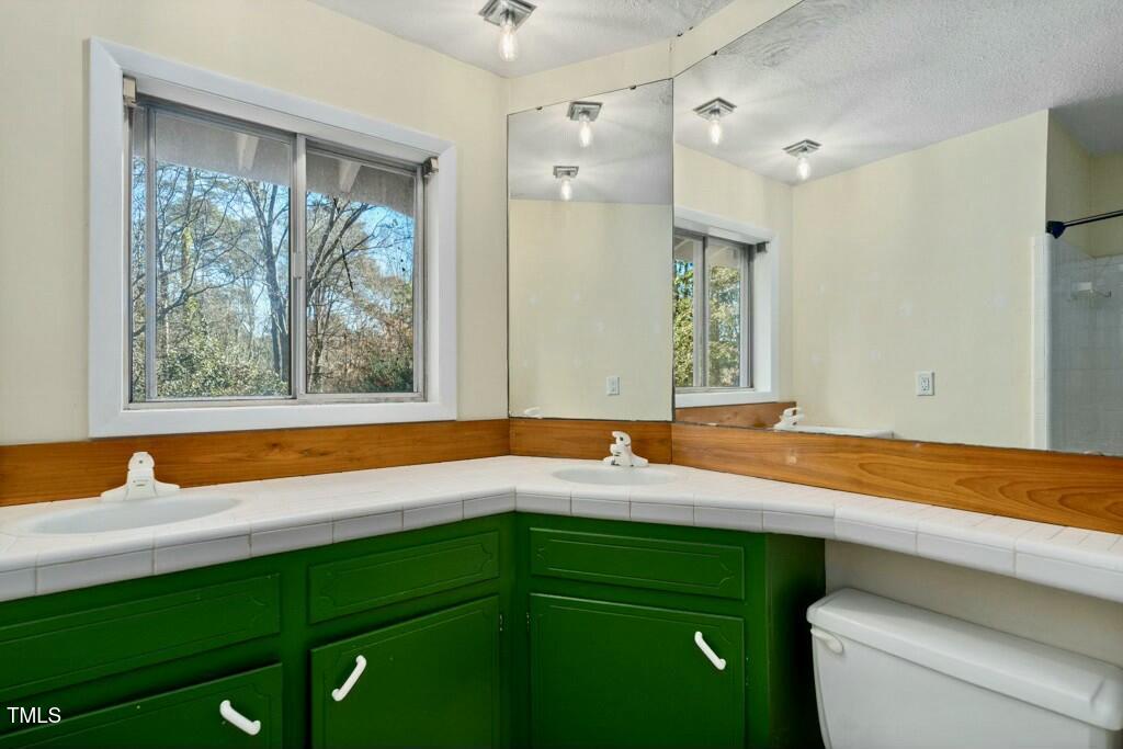 3237 Birnamwood Road Raleigh, NC 27607 - Photo 23 of 32 a bathroom with a sink and a large window